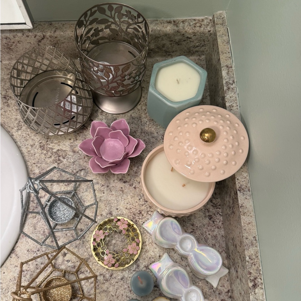 Bundle of candles and candle holders